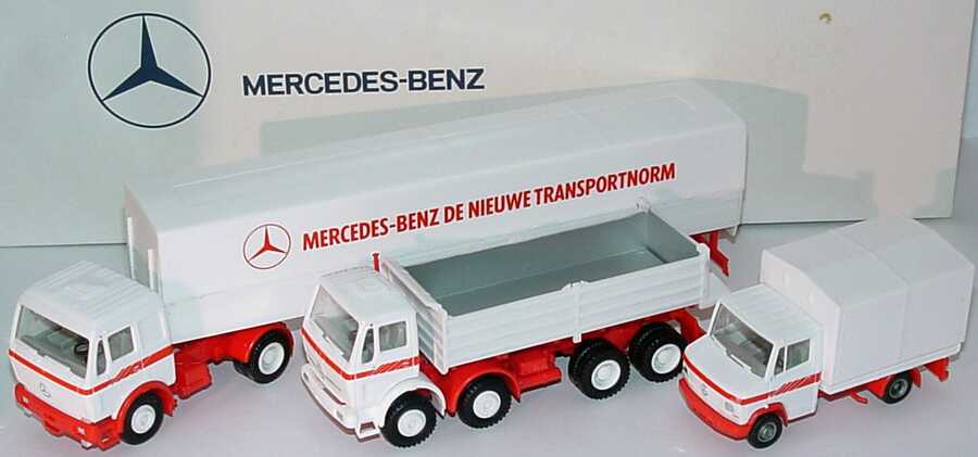 Foto 1:87 Mercedes-Benz Set-Packung De nieuwe Transportnorm (T2 PP + (k) 4a Kipper + PPSzg 2/3) Werbemodell herpa
