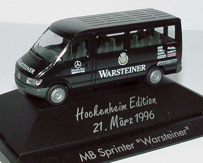Foto 1:87 Mercedes-Benz Sprinter Bus AMG, Warsteiner (Hockenheim Edition 21. März 1996) herpa 036764