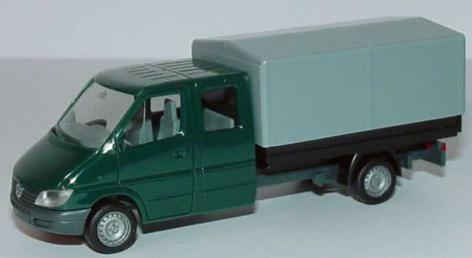 Foto 1:87 Mercedes-Benz Sprinter Facelift Doka Pritsche/Plane dunkelgrün herpa 044714