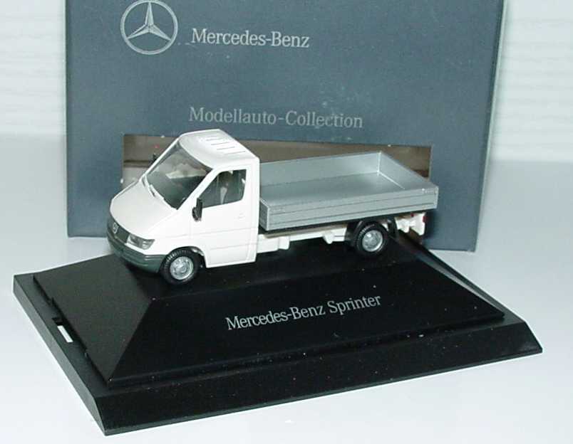 Foto 1:87 Mercedes-Benz Sprinter Pritsche weiß/silber Werbemodell herpa B66000031