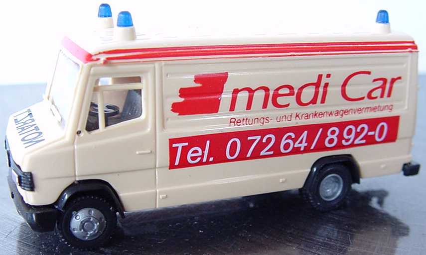 Foto 1:87 Mercedes-Benz T2 Kasten (kurz) Notarzt medi Car - Rettungs- und Krankenwagenvermietung Praliné