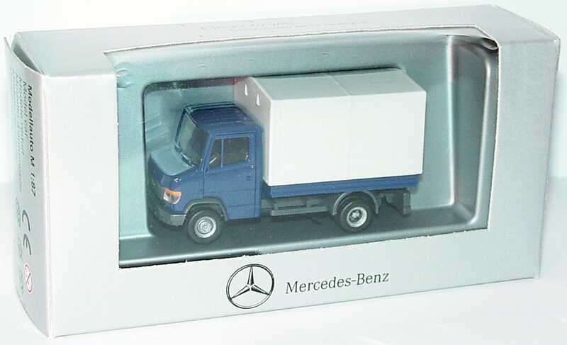 Foto 1:87 Mercedes-Benz T2 Vario PP kurz dunkelblau IAA 2004, Closer to you. Gemeinsam mehr bewegen. Werbemodell herpa B66000662