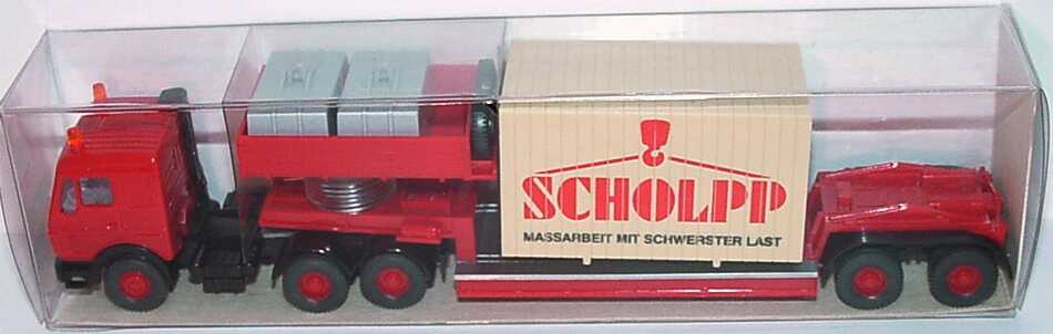 Foto 1:87 Mercedes-Benz Tieflade-Szg 3/2 mit Ladung Scholpp - Maßarbeit mit schwerster Last Wiking 504