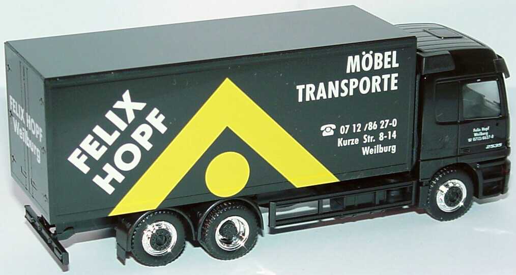 Foto 1:87 Mercedes-Benz Transport Magazin Set-Packung Felix Hopf (L311 Möbelwagen + Actros L 3a Ko-Lkw) Werbemodell herpa B66000320