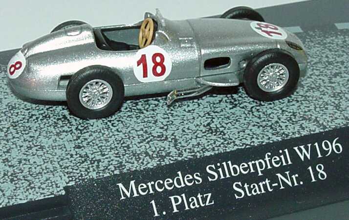 Foto 1:87 Mercedes-Benz W196 Silberpfeil Nr.18, Juan Manuel Fangio (Großer Preis von Deutschland, Nürburgring 1.8.1954, 1. Platz) Busch 47003