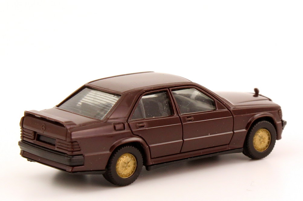Foto 1:87 Mercedes-Benz 190E 2.3-16 W201 dunkel-wein-rot - Felgen gold - herpa 2042