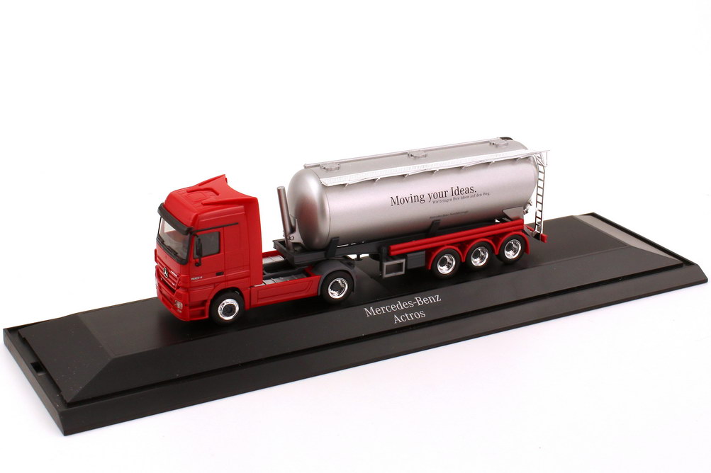 Foto 1:87 Mercedes-Benz Actros LH MP2 Fv Cv 42m³-KippsiloSzg 2/3 rot Moving your Ideas. Werbemodell herpa B66000524