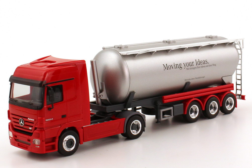 Foto 1:87 Mercedes-Benz Actros LH MP2 Fv Cv 42m³-KippsiloSzg 2/3 rot Moving your Ideas. Werbemodell herpa B66000524