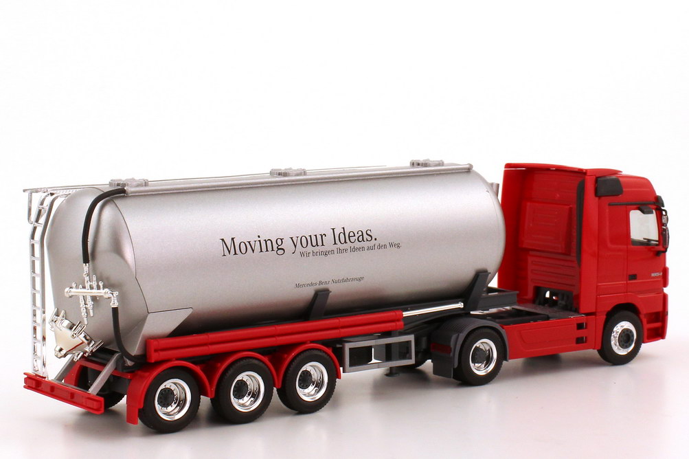 Foto 1:87 Mercedes-Benz Actros LH MP2 Fv Cv 42m³-KippsiloSzg 2/3 rot Moving your Ideas. Werbemodell herpa B66000524