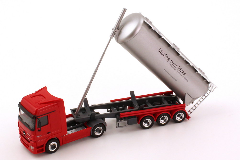 Foto 1:87 Mercedes-Benz Actros LH MP2 Fv Cv 42m³-KippsiloSzg 2/3 rot Moving your Ideas. Werbemodell herpa B66000524