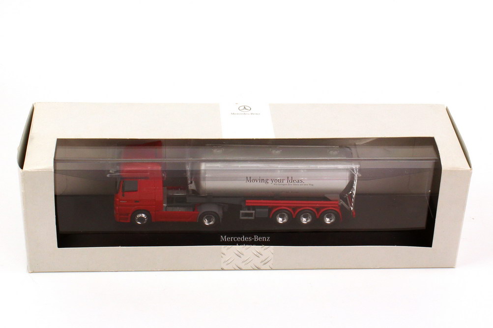 Foto 1:87 Mercedes-Benz Actros LH MP2 Fv Cv 42m³-KippsiloSzg 2/3 rot Moving your Ideas. Werbemodell herpa B66000524