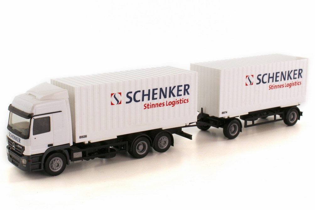 Foto 1:87 Mercedes-Benz Actros L MP2 Cargobox-WKo-Hgz 3/2 Schenker Stinnes Logistics herpa 151597