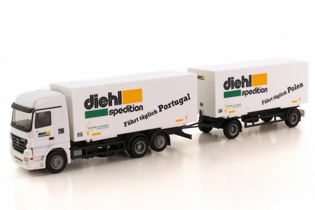 Foto 1:87 Mercedes-Benz Actros L MP3 WKo-Hgz 3/2 Diehl Spedition - Fährt täglich Portugal/Polen herpa 278423