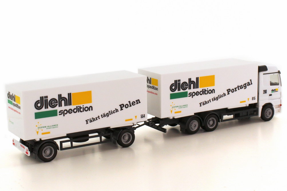 Foto 1:87 Mercedes-Benz Actros L MP3 WKo-Hgz 3/2 Diehl Spedition - Fährt täglich Portugal/Polen herpa 278423