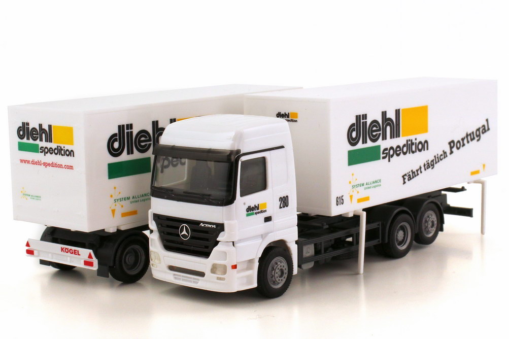 Foto 1:87 Mercedes-Benz Actros L MP3 WKo-Hgz 3/2 Diehl Spedition - Fährt täglich Portugal/Polen herpa 278423