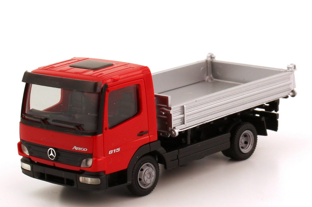 Foto 1:87 Mercedes-Benz Atego 815 Facelift 2004 2a 3-Seitenkipper rot/silber herpa 150804