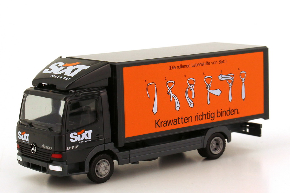 Foto 1:87 Mercedes-Benz Atego 817 2a Ko-Lkw Sixt, Krawatten richtig binden herpa 189187
