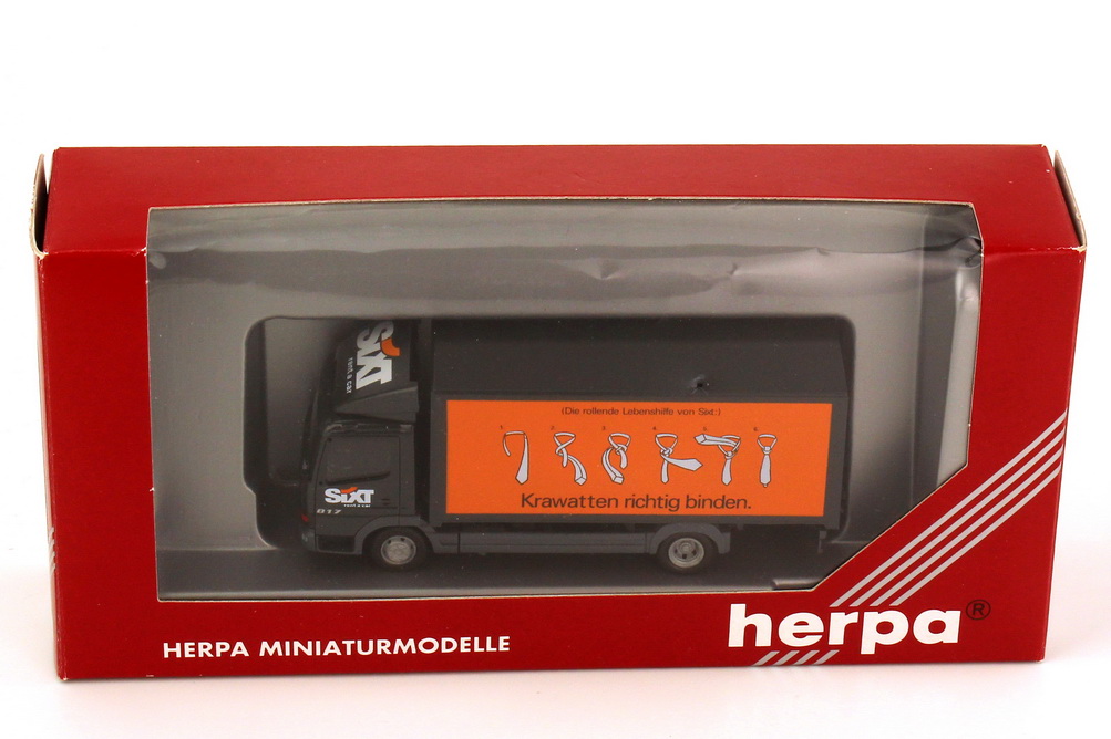 Foto 1:87 Mercedes-Benz Atego 817 2a Ko-Lkw Sixt, Krawatten richtig binden herpa 189187