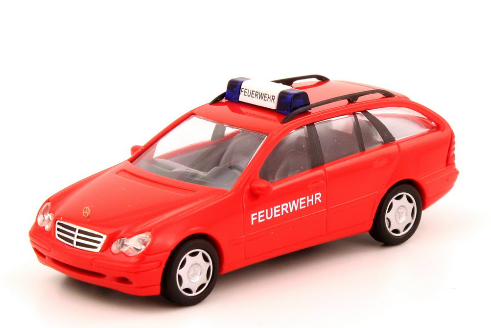 Foto 1:87 Mercedes-Benz C-Klasse T-Modell (S203) Feuerwehr rot Busch 49153
