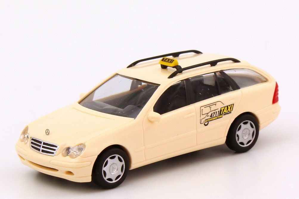 Foto 1:87 Mercedes-Benz C-Klasse T-Modell (S203) Taxi Autovermietung Hermann 4711 hellelfenbein Busch 49152