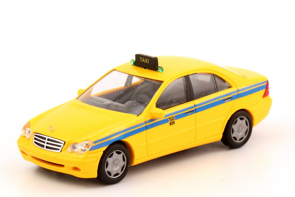 Foto 1:87 Mercedes-Benz C-Klasse (W203) Taxi gelb, Portugal Busch 49107