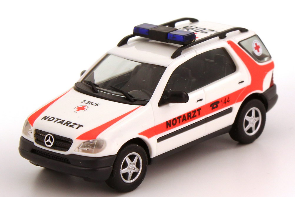 Foto 1:87 Mercedes-Benz M-Klasse ML 320 (W163) NEF Notarzt ÖRK 5.2025 Busch 48509