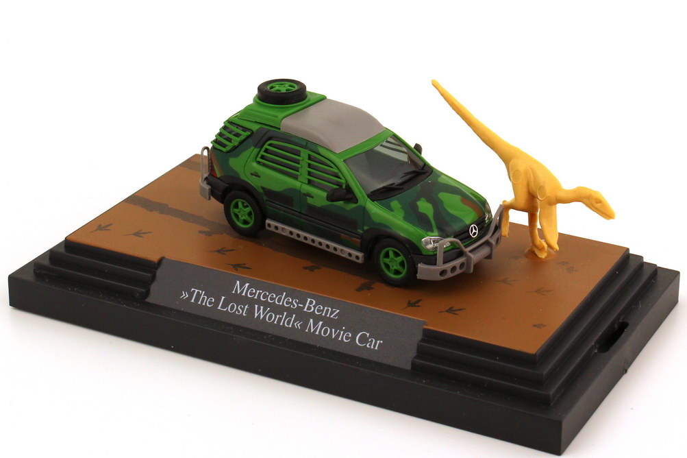 Foto 1:87 Mercedes-Benz M-Klasse (W163) - The Lost World Jurassic Park - Movie Car mit Saurier Busch B66006016/48504
