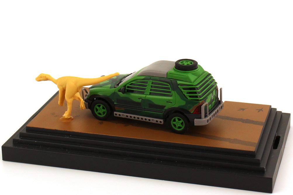 Foto 1:87 Mercedes-Benz M-Klasse (W163) - The Lost World Jurassic Park - Movie Car mit Saurier Busch B66006016/48504