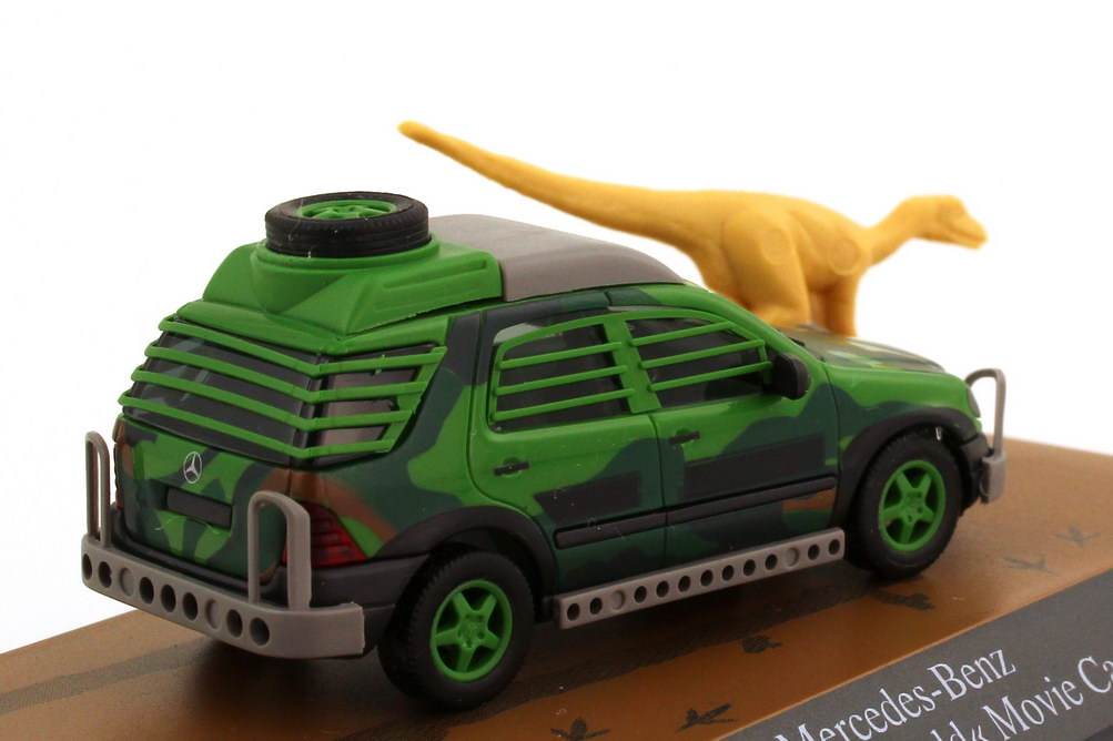 Foto 1:87 Mercedes-Benz M-Klasse (W163) - The Lost World Jurassic Park - Movie Car mit Saurier Busch B66006016/48504
