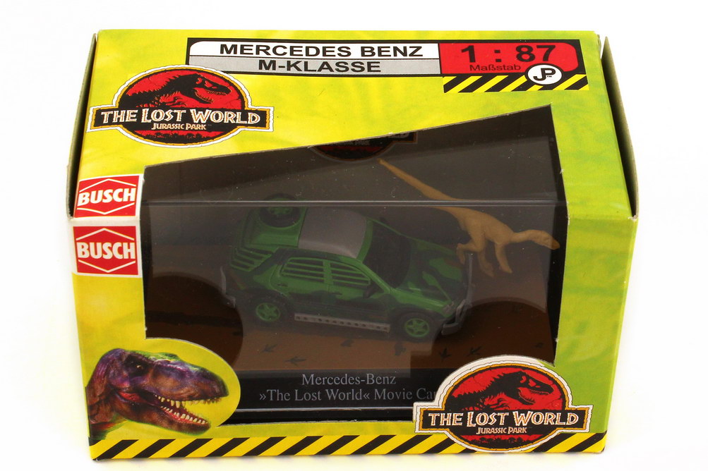 Foto 1:87 Mercedes-Benz M-Klasse (W163) - The Lost World Jurassic Park - Movie Car mit Saurier Busch B66006016/48504