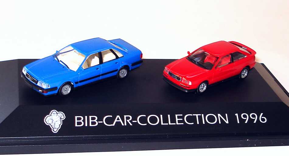 Foto 1:87 Michelin BIB-Car-Collection 1996 (Audi V8 blau + Audi Coupé quattro rot) herpa