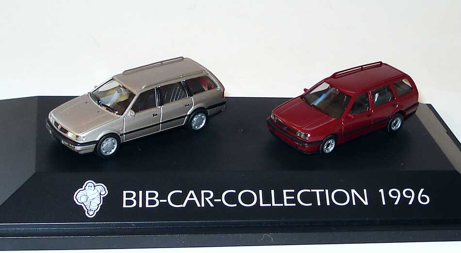 Foto 1:87 Michelin BIB-Car-Collection 1996 (VW Passat Variant ´94 rauchsilber-met. + VW Golf III Variant rotmet.) herpa