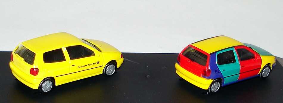 Foto 1:87 Michelin BIB-Car-Collection 1996 (VW Polo 5türig Harlekin + VW Polo 3türig Deutsche Post AG) herpa