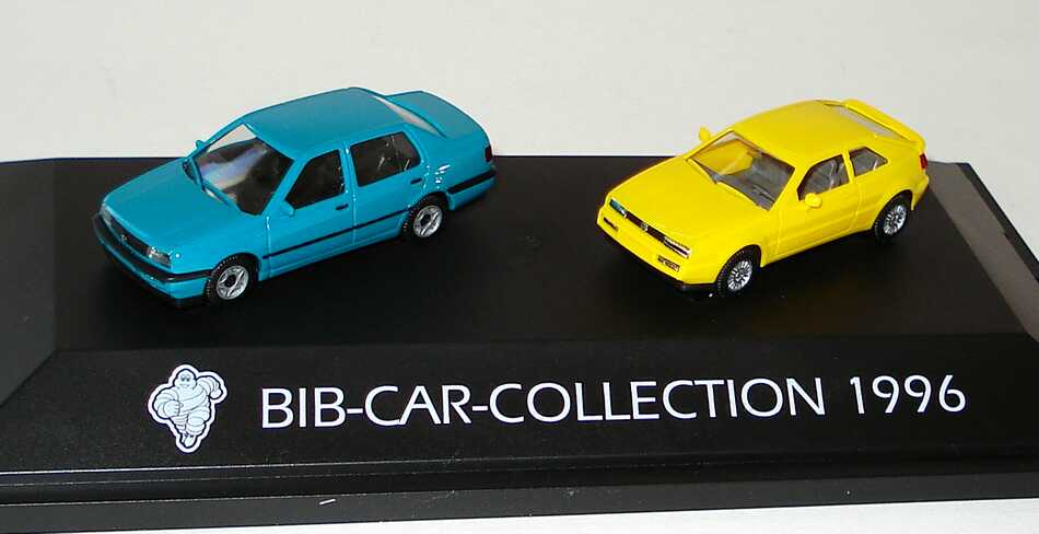 Foto 1:87 Michelin BIB-Car-Collection 1996 (VW Vento türkis + VW Corrado gelb) herpa