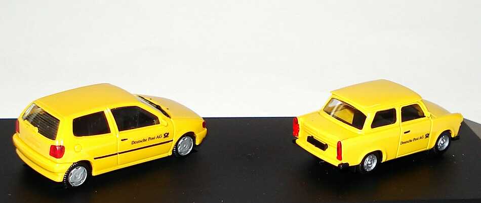 Foto 1:87 Michelin BIB-Car-Collection 1997 (Trabant 601S Deutsche Post AG + VW Polo 3türig Deutsche Post AG) herpa