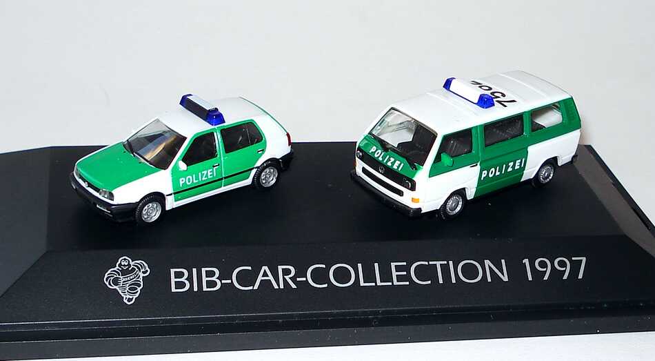 Foto 1:87 Michelin BIB-Car-Collection 1997 (VW Golf III 5türig Polizei + VW T3 Bus Polizei 7582) herpa