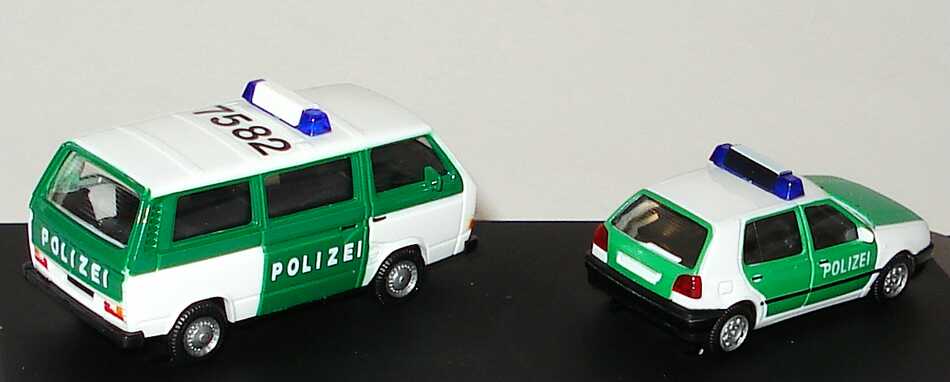 Foto 1:87 Michelin BIB-Car-Collection 1997 (VW Golf III 5türig Polizei + VW T3 Bus Polizei 7582) herpa