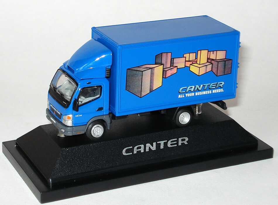 Foto 1:87 Mitsubishi Fuso Canter 2006 2a Koffer-LKW Canter - All your business needs. blau Werbemodell Mitsubishi