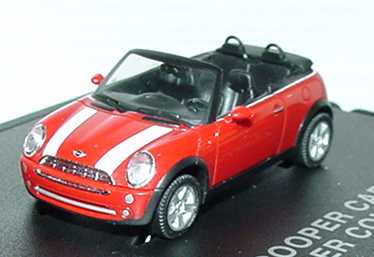 Foto 1:87 New Mini Cooper Cabrio chilired mit weißen Streifen Werbemodell herpa 80410309096