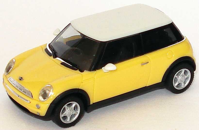 Foto 1:87 New Mini Cooper dakargelb, Dach weiß herpa 80410029821