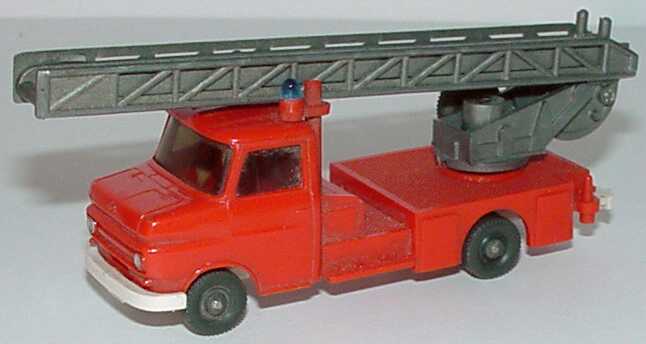 Foto 1:87 Opel Blitz Kurzhauber (eckig) Drehleiter Feuerwehr rot, Chassis weiß Wiking 602