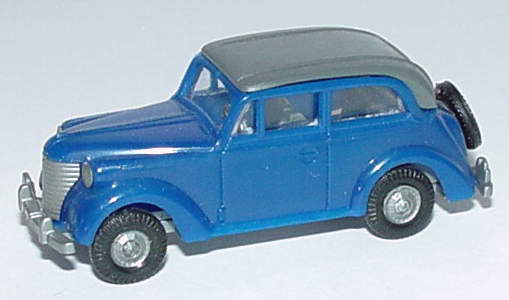 Foto 1:87 Opel Olympia 1938 Cabrio-Limousine blau geschlossen Praliné