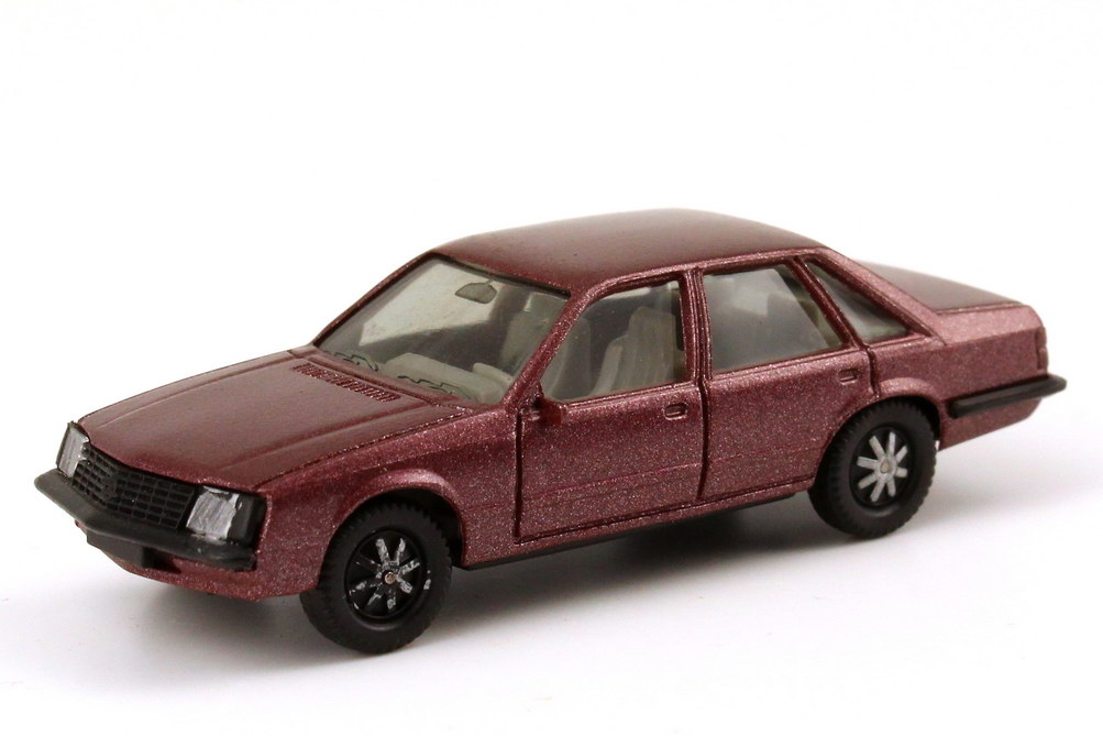 Foto 1:87 Opel Senator A weinrot-met., IA grau, Scheinwerfer bedruckt herpa 3010