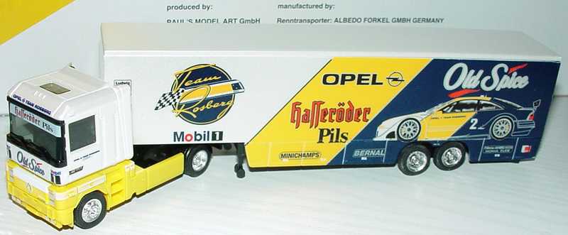 Foto 1:87 Opel Team Rosberg 1995 - Collectors Edition No.1 (3 Opel Calibra (Nr.1 + Nr.2 + Nr.2 Thank you Keke) + 1 Renault AE Renntransporter) Minichamps 870001000