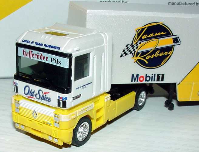 Foto 1:87 Opel Team Rosberg 1995 - Collectors Edition No.1 (3 Opel Calibra (Nr.1 + Nr.2 + Nr.2 Thank you Keke) + 1 Renault AE Renntransporter) Minichamps 870001000