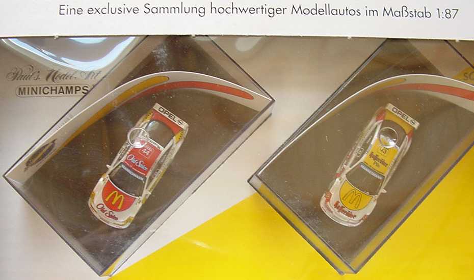 Foto 1:87 Opel Team Rosberg 1996 (2 Opel Calibra (Nr.43 + Nr.44) + 2 Renault AE Renntransporter) Minichamps 87002000