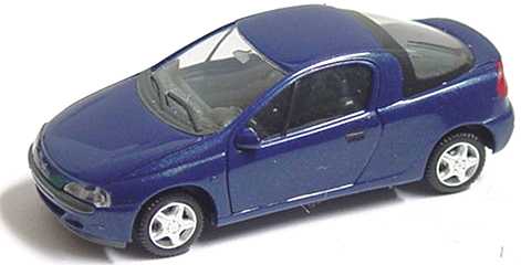 Foto 1:87 Opel Tigra dunkelblau-met. mit verchromten Felgen herpa