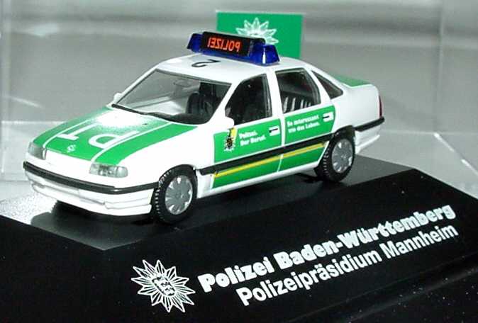Foto 1:87 Opel Vectra Polizei PT 2 109, Polizei - Ein Beruf - So interessant wie das Leben, Polizei Baden-Württemberg Polizeipräsidium Mannheim herpa