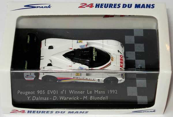 Foto 1:87 Peugeot 905 EVO I 24h von LeMans 1992 Nr.1, Dalmas / Warwick / Blundell (Siegerfahrzeug) Spark 87LM92