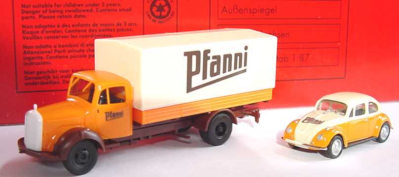 Foto 1:87 Pfanni-Set (VW Käfer + Mercedes L311 PP-LKW) herpa 189385